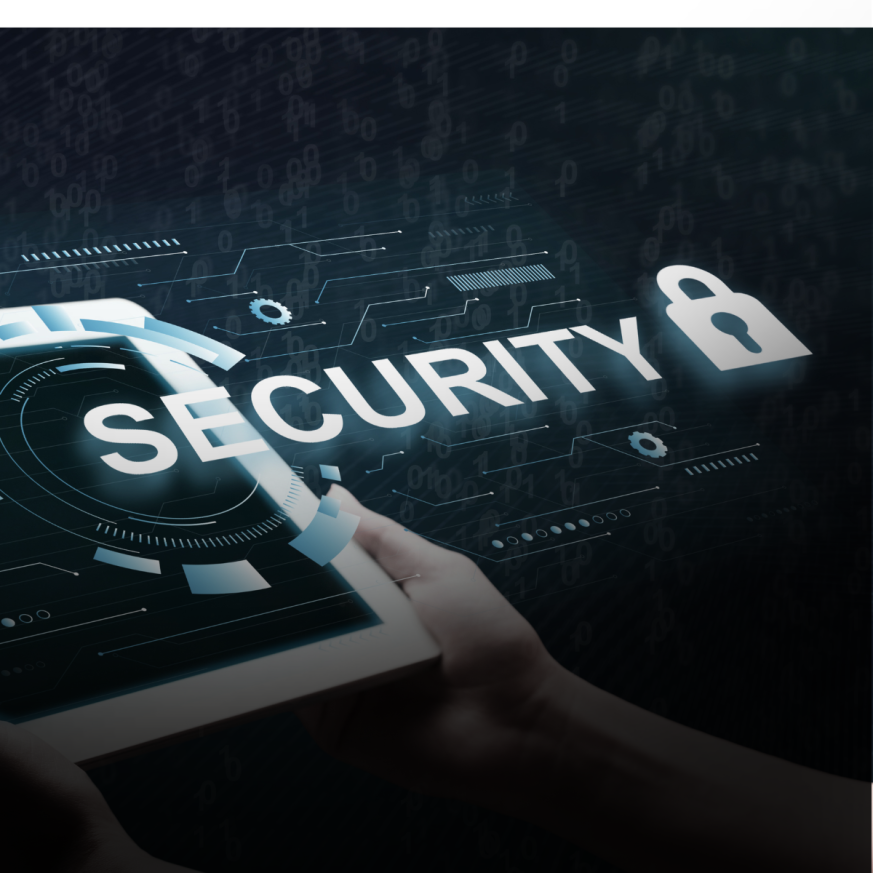 picture of a computer and security icon